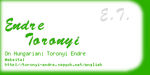 endre toronyi business card